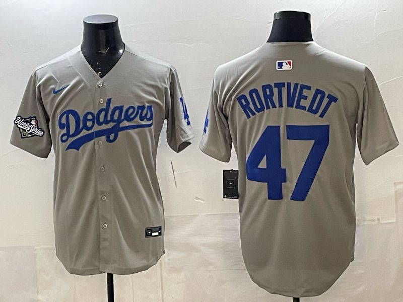 Men 2026 Nike Los Angeles Dodgers #47 Rortvedt Grey Game MLB Jersey 03->los angeles dodgers->MLB Jersey